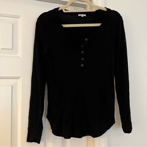 Splendid Black Long Sleeve Henley